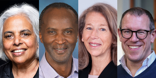 Headshots of Dr. Grace John-Stewart, Prof. Dalton Wamalwa, Dr. Kathleen Powis, and Prof. Andrew Prendergast.