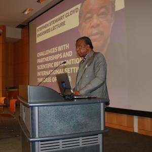 Jeans-Jacques Muyembe-Tamfum presenting at the 2021 Stephen Stewart Gloyd Endowed Lecture