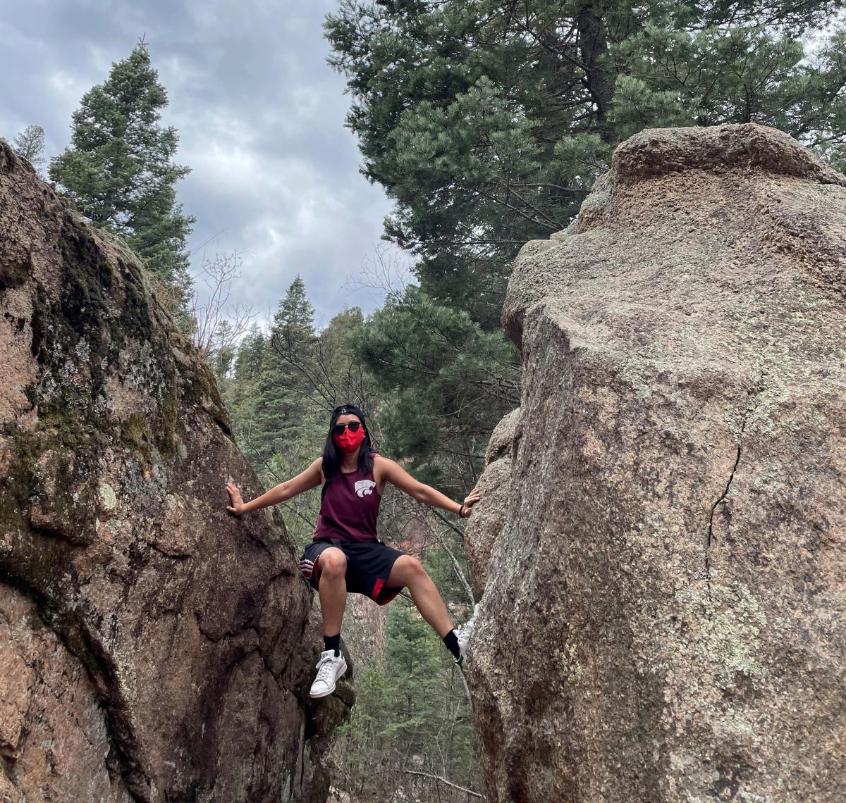 Crystal Chann rock climbing