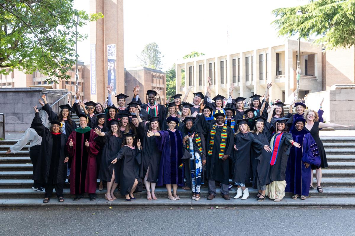 Graduates in cap and gown 