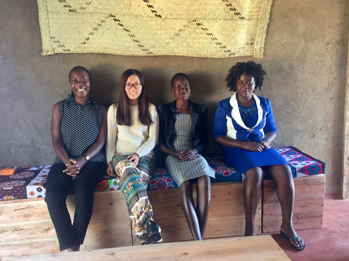 Photo of Yilin with health volunteers and community women in Kenya